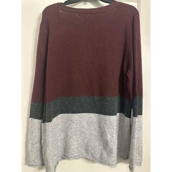 Market & Spruce color block crewneck sweater women size XXL 2XL rasberry gray - Picture 2 of 3